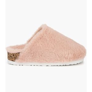 Little girl furry slip on shoes